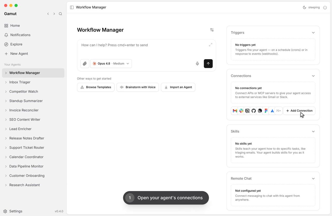 Connect Monday.com MCP to a Gamut agent