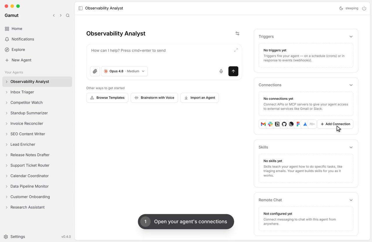 Connect Cloudflare Observability MCP to a Gamut agent
